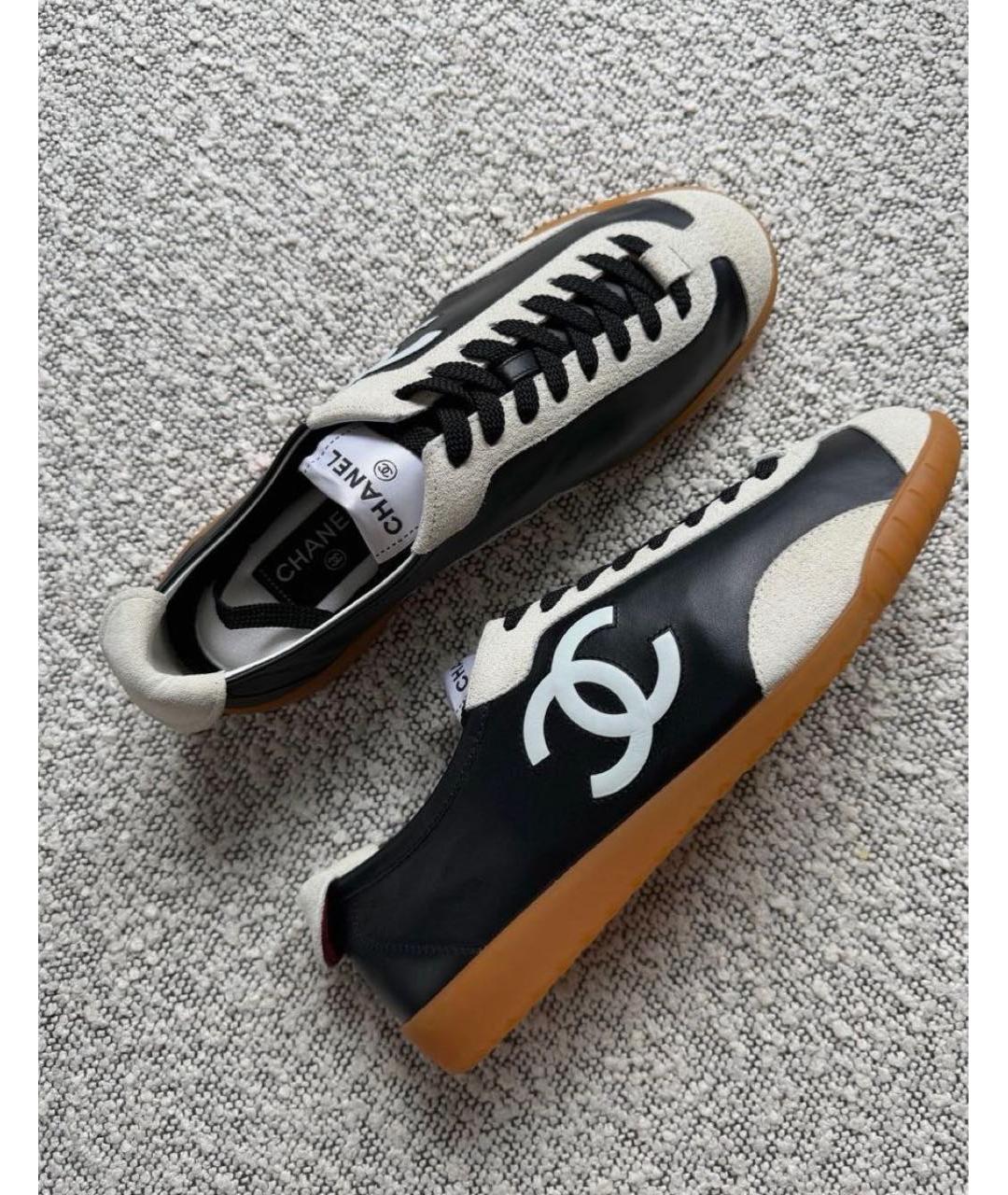 CHANEL Черные кожаные кеды, фото 4