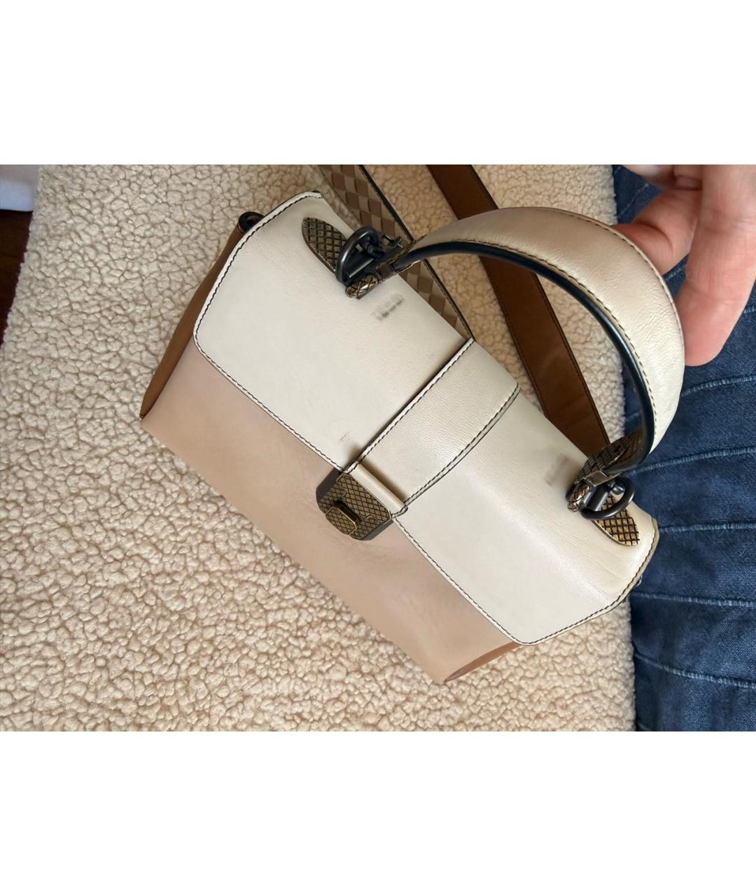 BOTTEGA VENETA Бежевая кожаная сумка через плечо, фото 5
