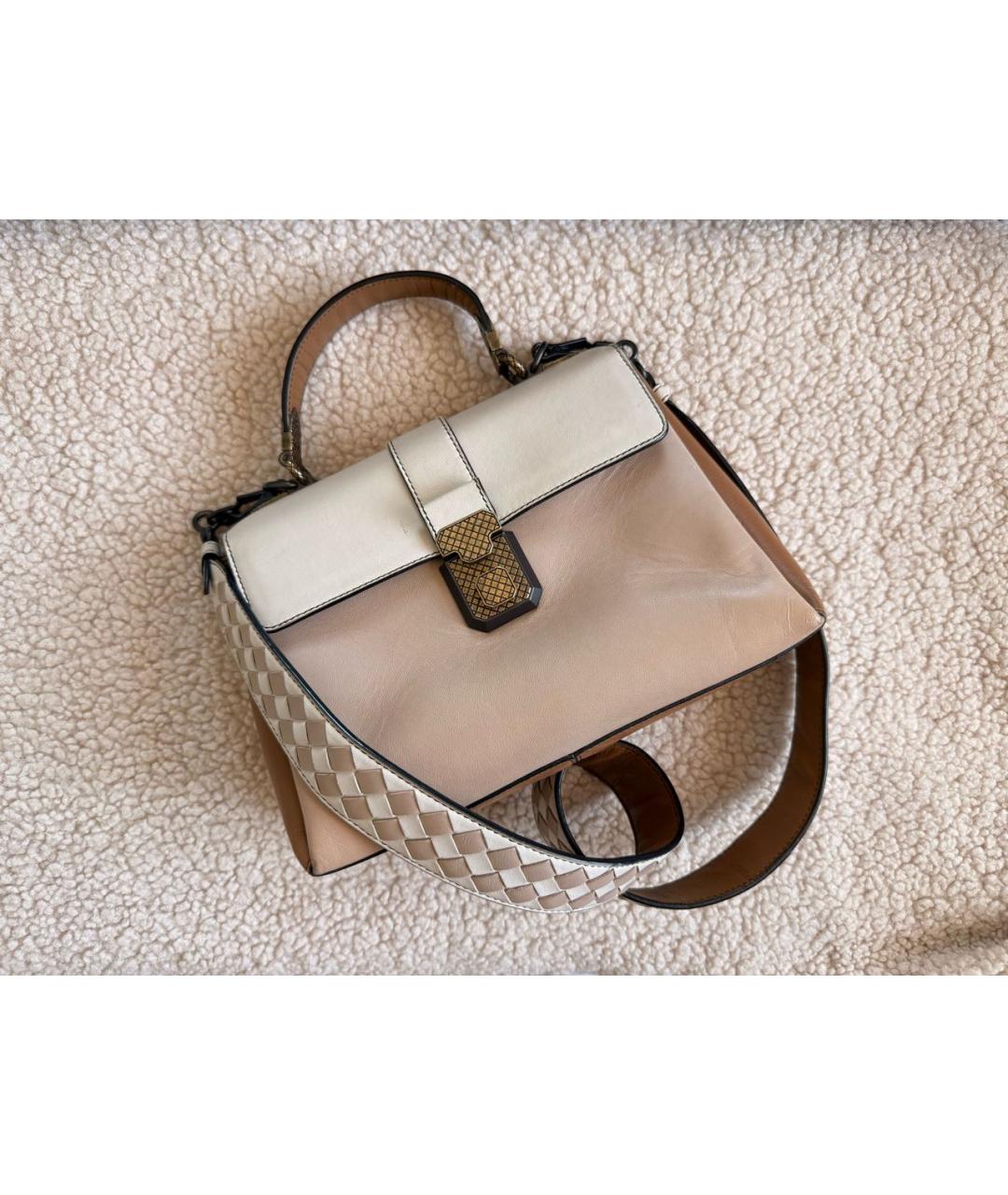 BOTTEGA VENETA Бежевая кожаная сумка через плечо, фото 6