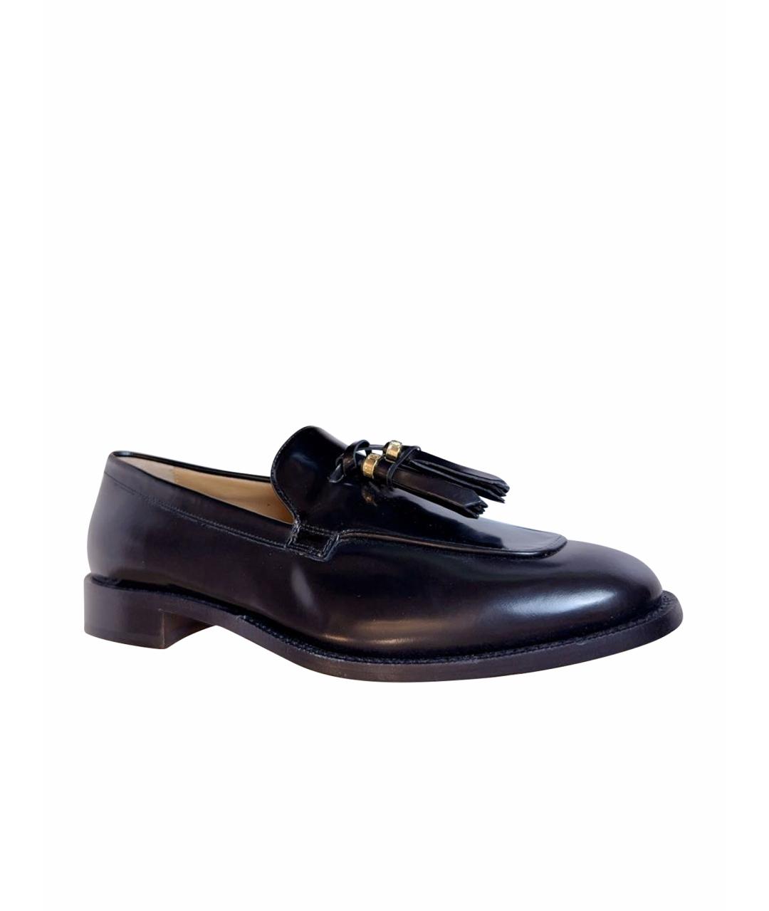 MAX MARA Черные кожаные лоферы, фото 1