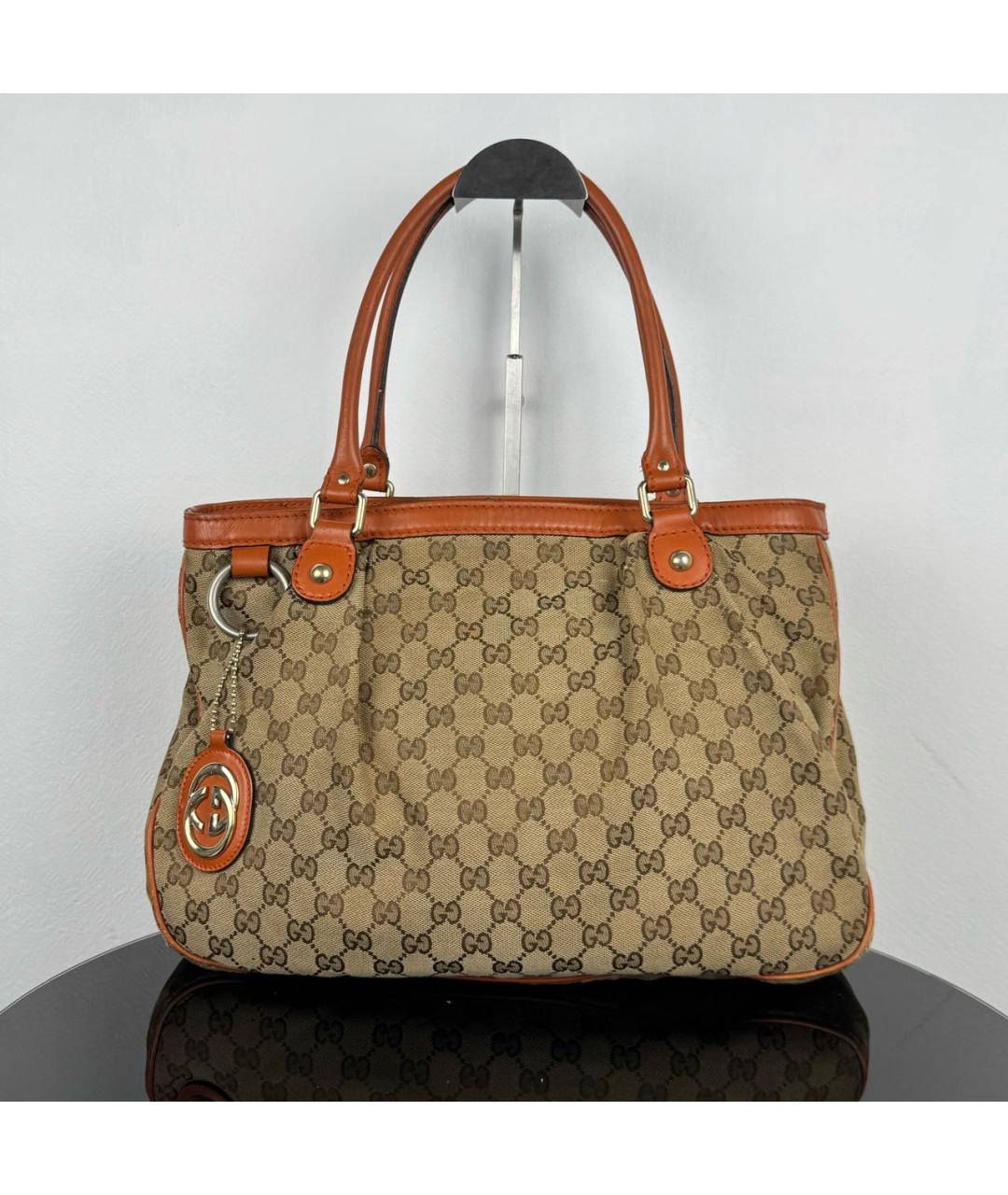 GUCCI Оранжевая замшевая сумка с короткими ручками, фото 8