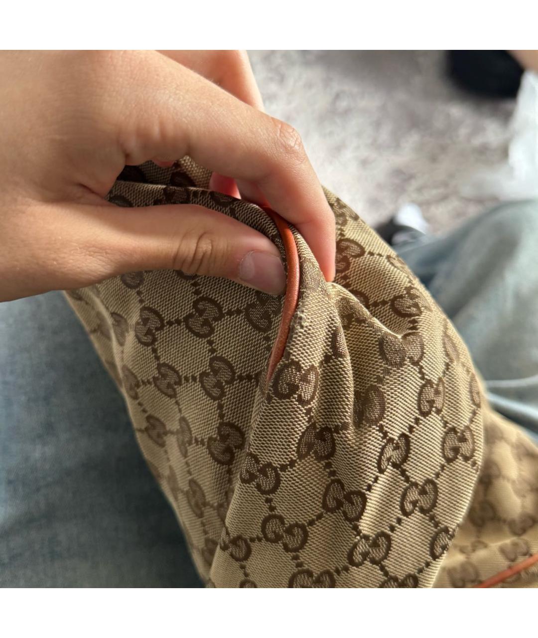 GUCCI Оранжевая замшевая сумка с короткими ручками, фото 7