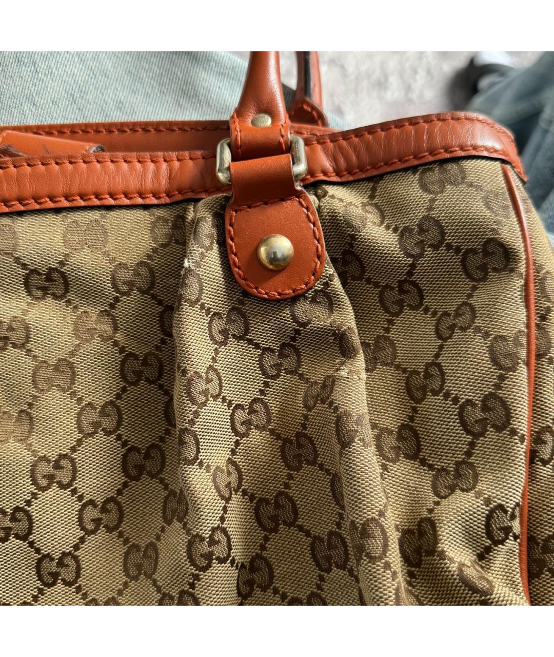 GUCCI Оранжевая замшевая сумка с короткими ручками, фото 3