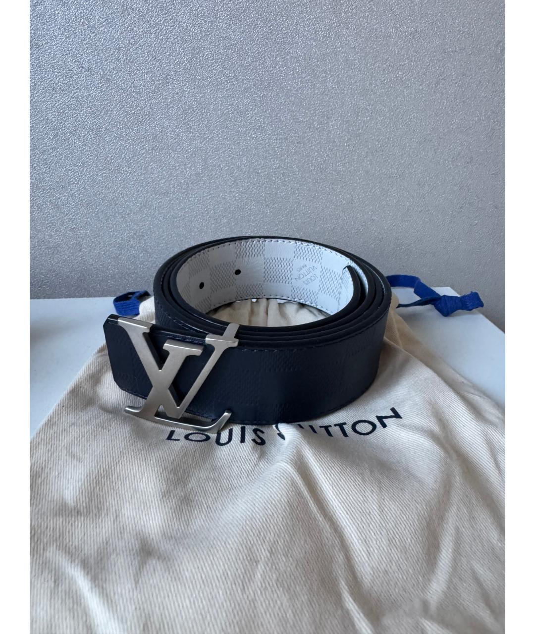 LOUIS VUITTON Темно-синий кожаный ремень, фото 6