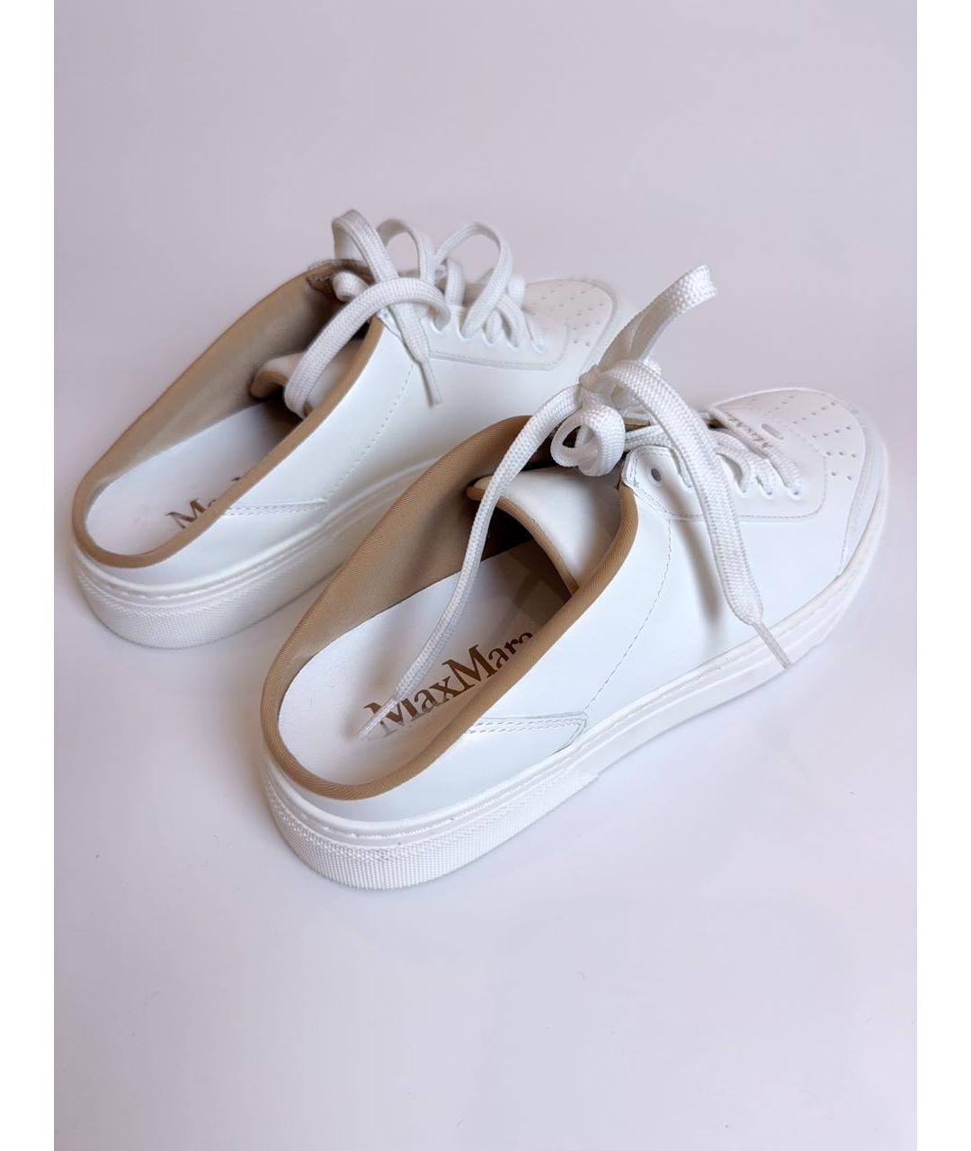 MAX MARA Белые кожаные кеды, фото 3