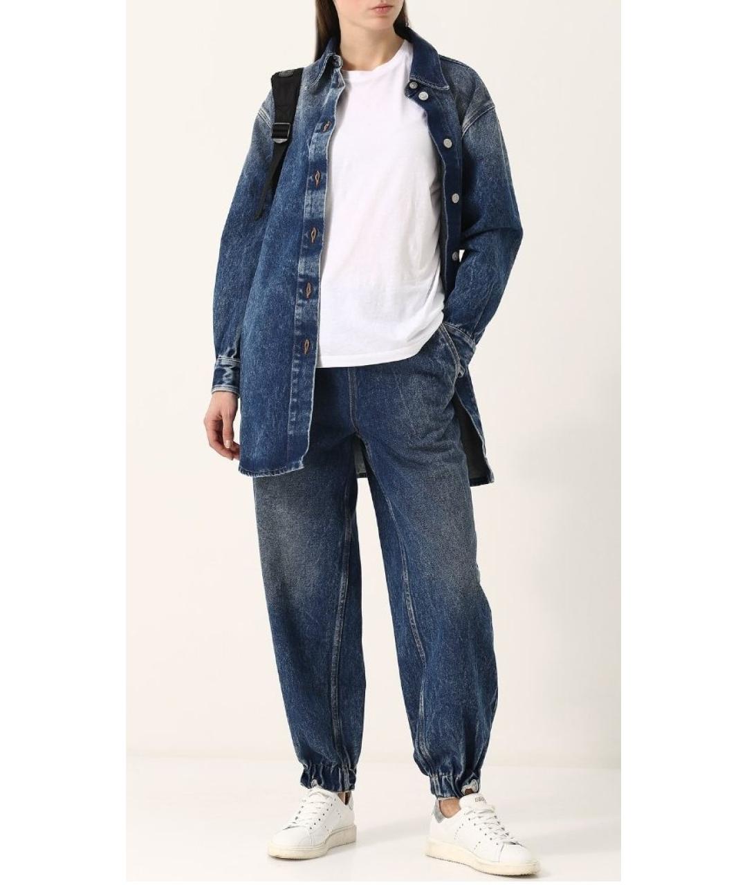 MM6 MAISON MARGIELA Темно-синие хлопковые джинсы клеш, фото 3