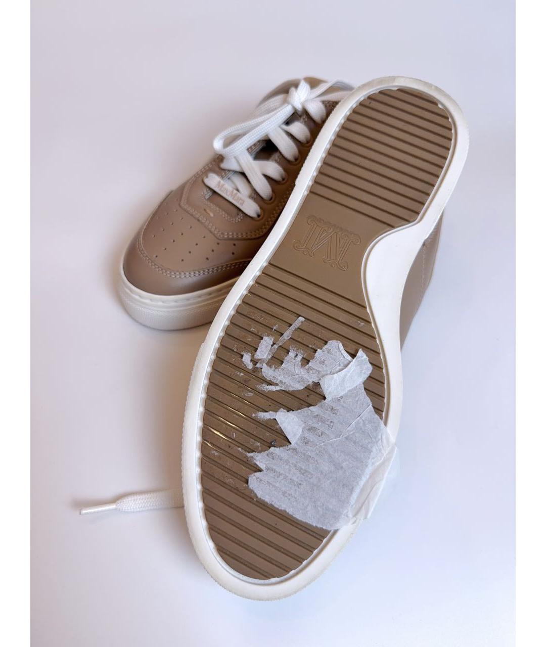 MAX MARA Бежевые кожаные кеды, фото 6
