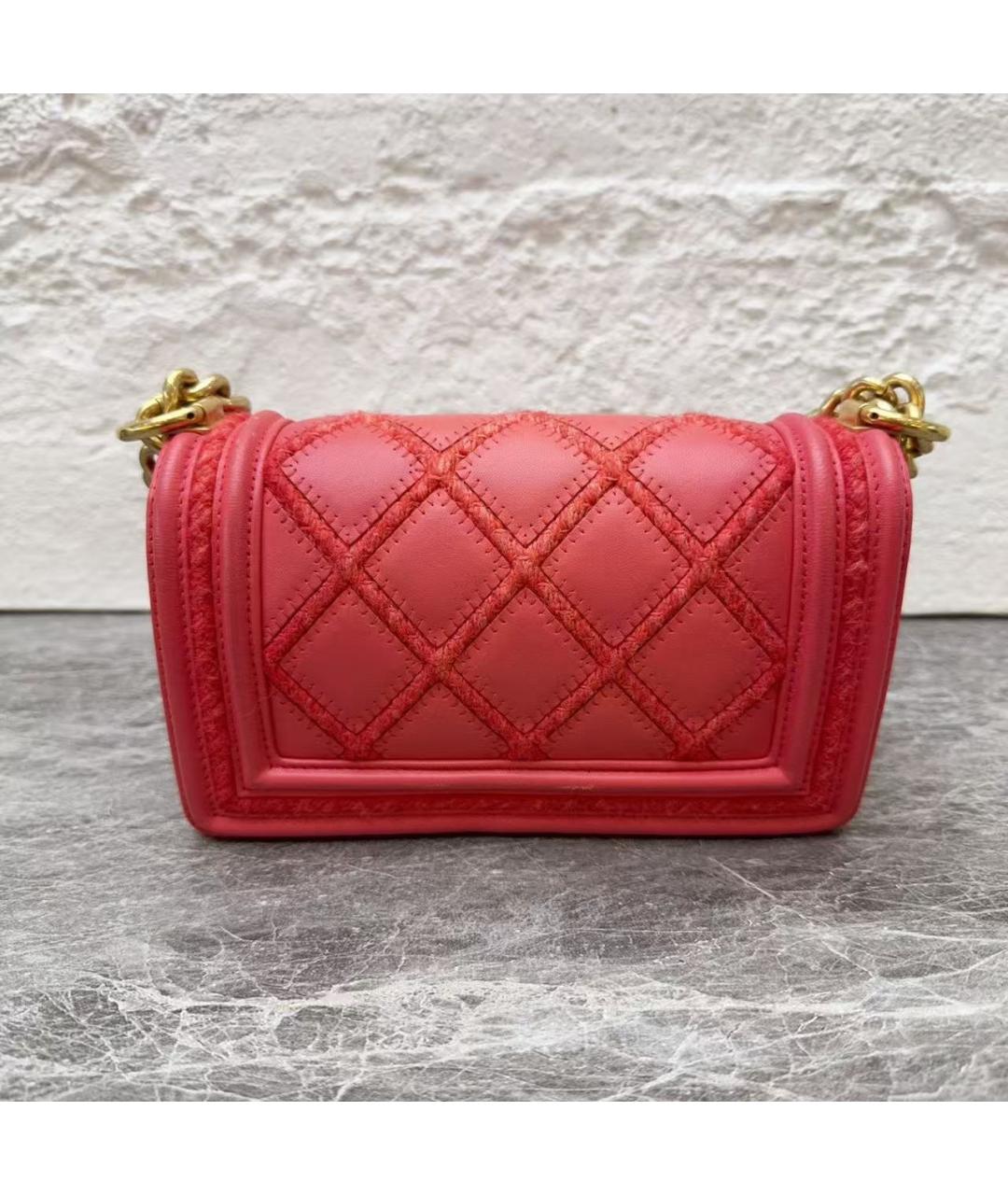 CHANEL Коралловая кожаная сумка через плечо, фото 4