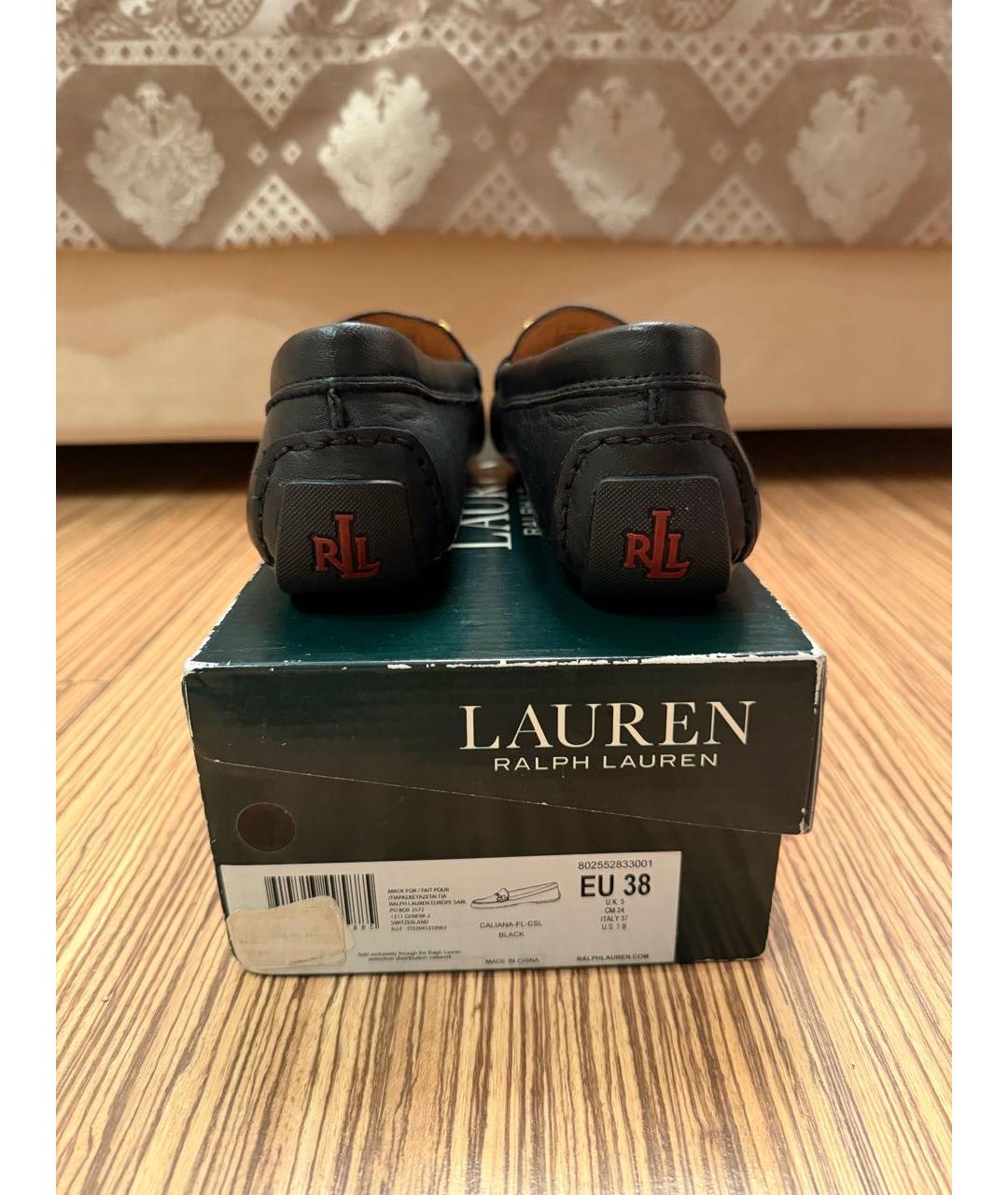 POLO RALPH LAUREN Черные кожаные мокасины, фото 4