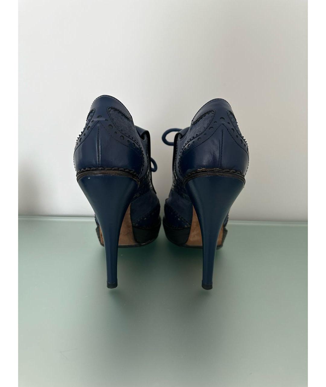 GUCCI Темно-синие кожаные брогги и оксфорды, фото 4