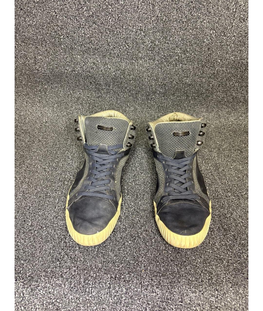 ALEXANDER MCQUEEN Антрацитовые кожаные высокие кроссовки / кеды, фото 2
