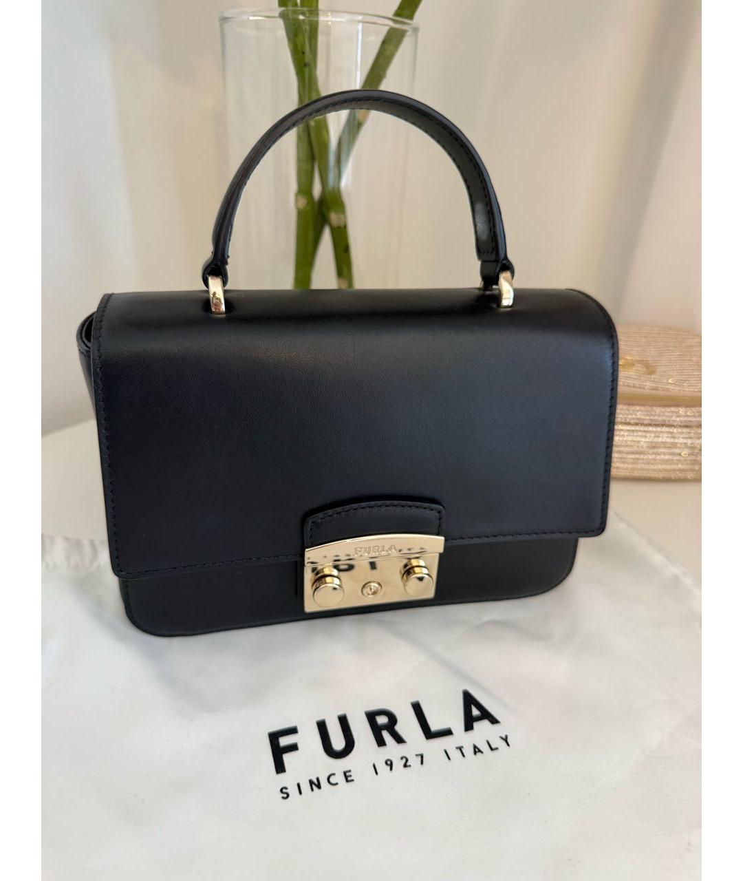 FURLA Черная кожаная сумка через плечо, фото 9