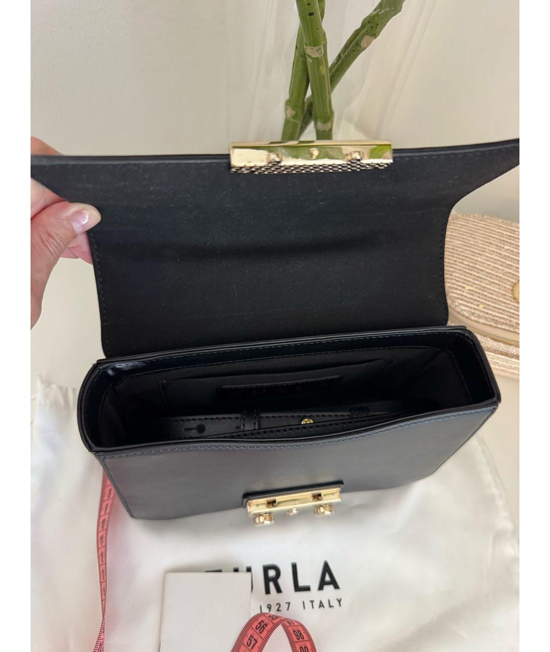 FURLA Черная кожаная сумка через плечо, фото 4