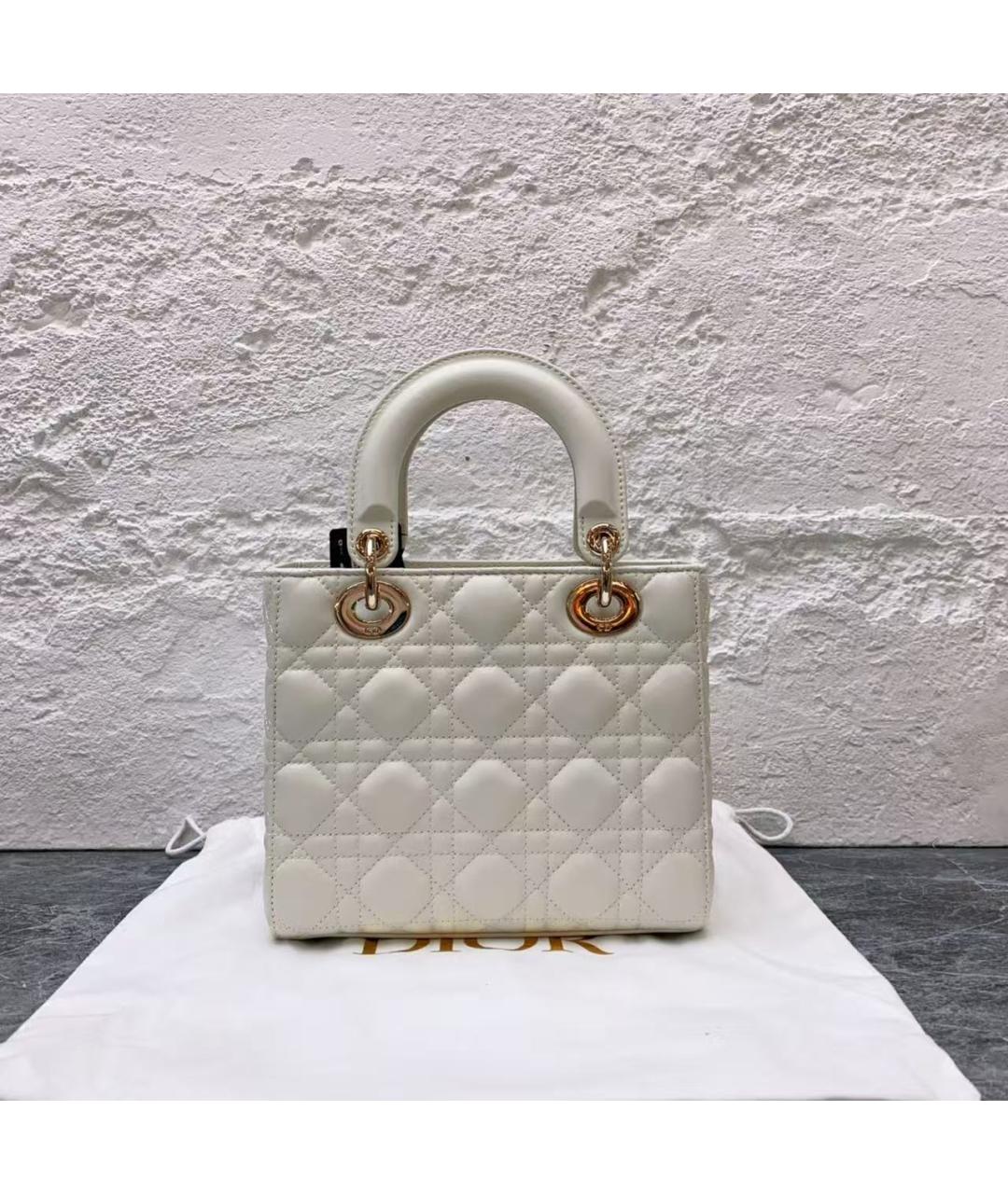 CHRISTIAN DIOR Белая кожаная сумка через плечо, фото 4