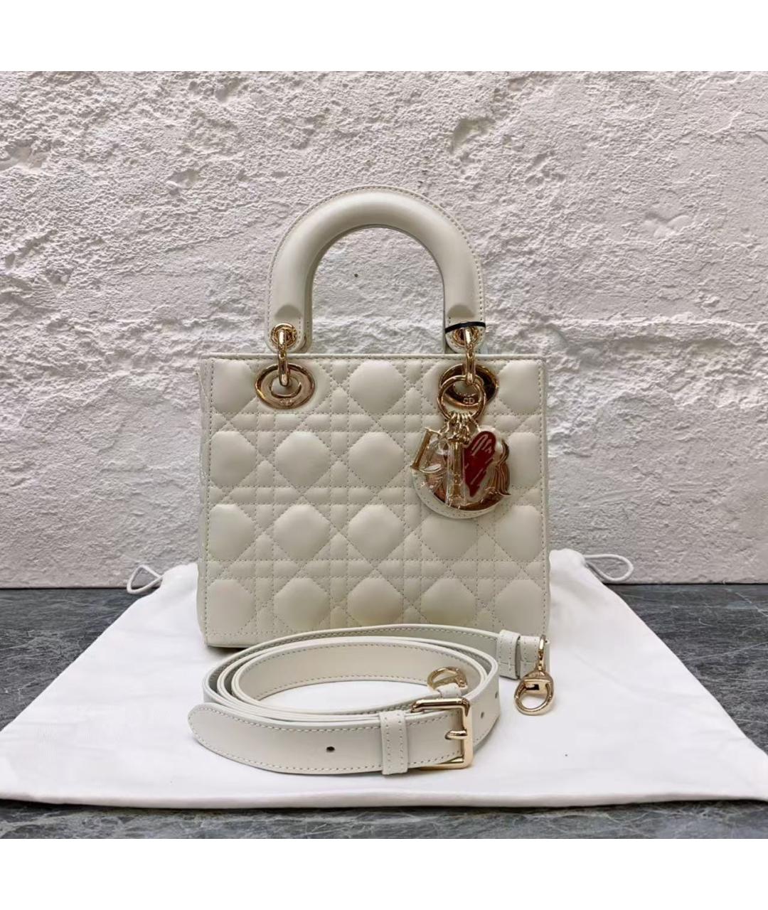 CHRISTIAN DIOR Белая кожаная сумка через плечо, фото 2