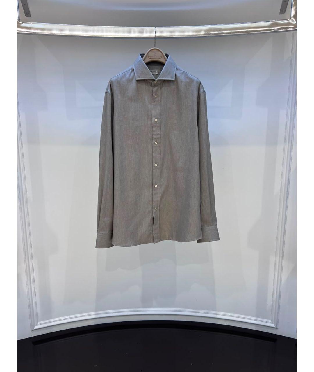 BRUNELLO CUCINELLI Серая классическая рубашка, фото 3