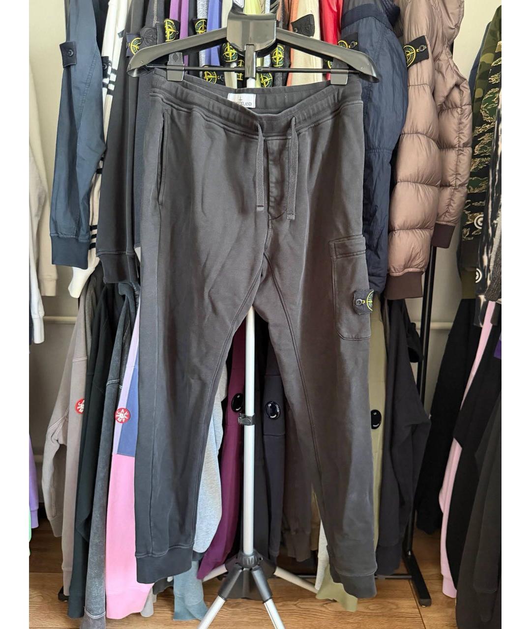 STONE ISLAND Черные хлопковые повседневные брюки, фото 3