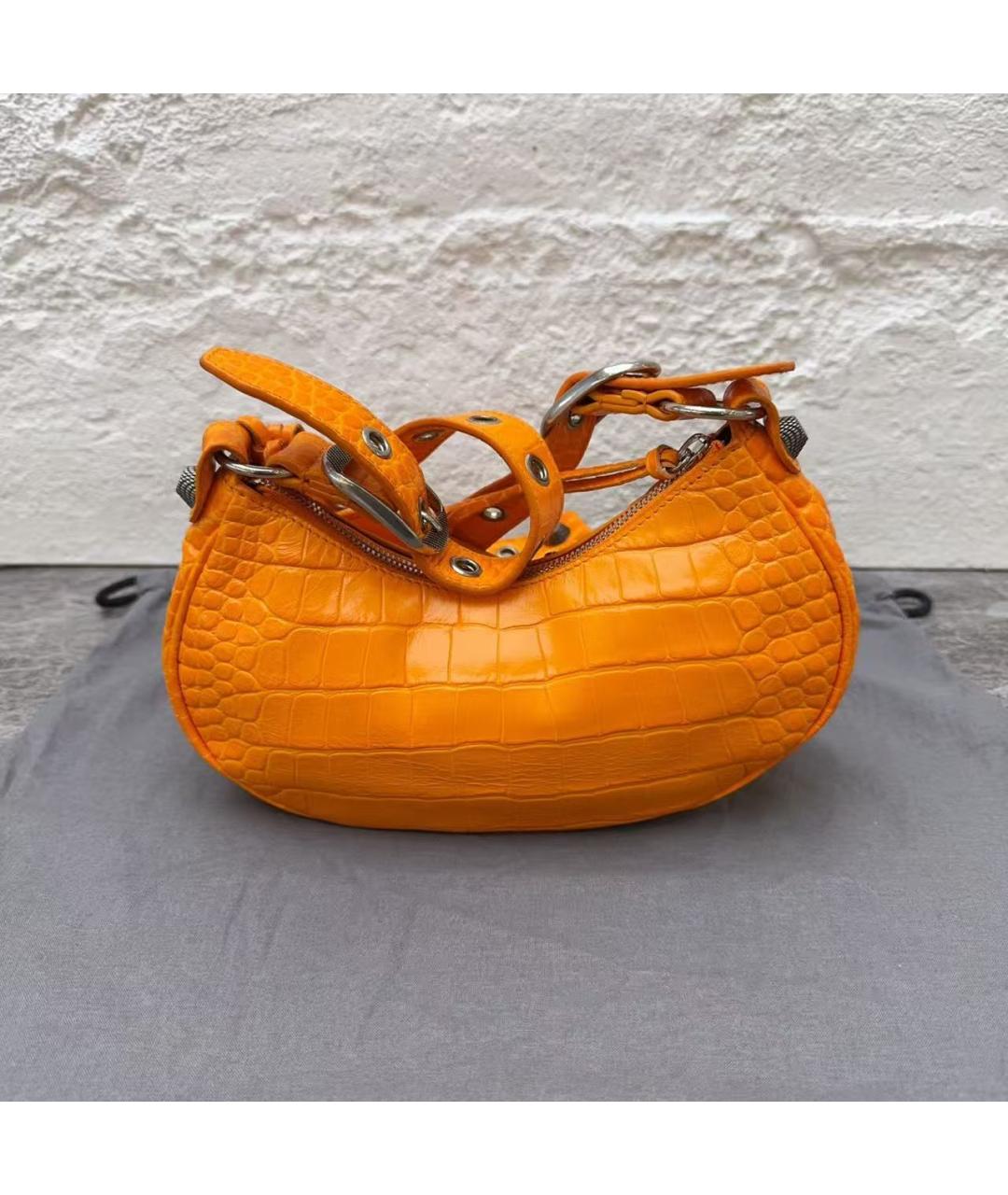 BALENCIAGA Оранжевая кожаная сумка через плечо, фото 4