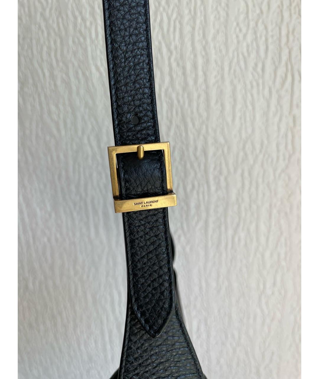 YVES SAINT LAURENT BEAUTY Черная кожаная сумка с короткими ручками, фото 3