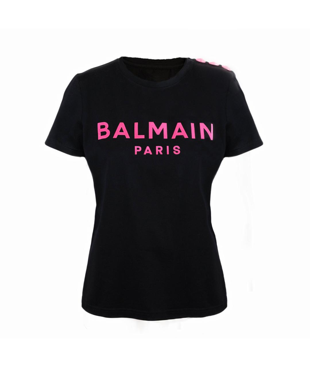 BALMAIN Черная хлопковая футболка, фото 1