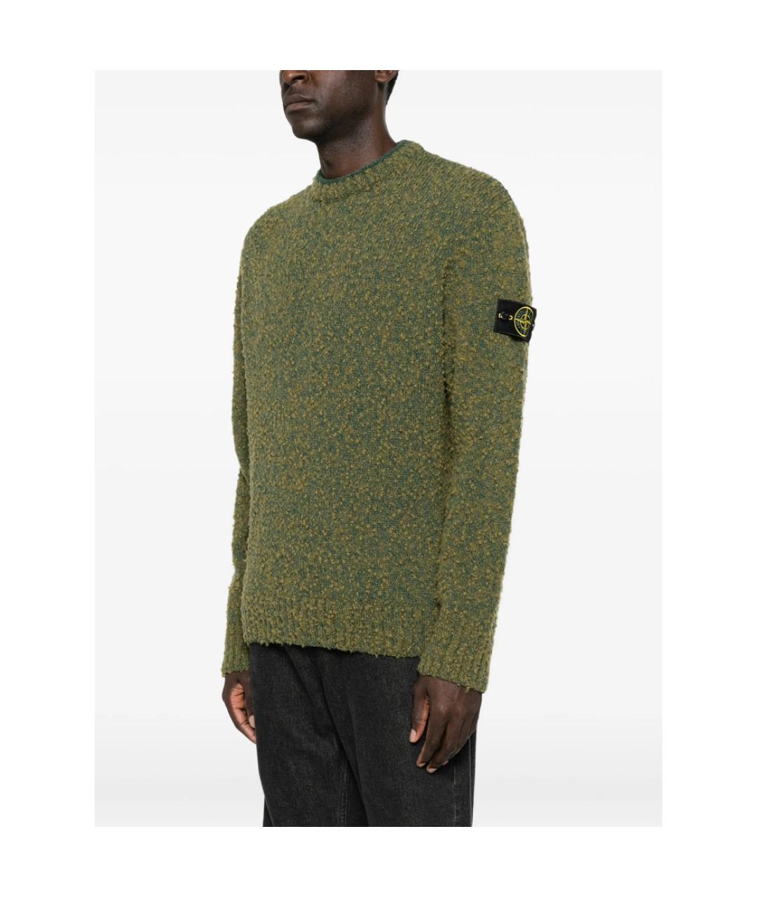 STONE ISLAND Зеленый шерстяной джемпер / свитер, фото 3
