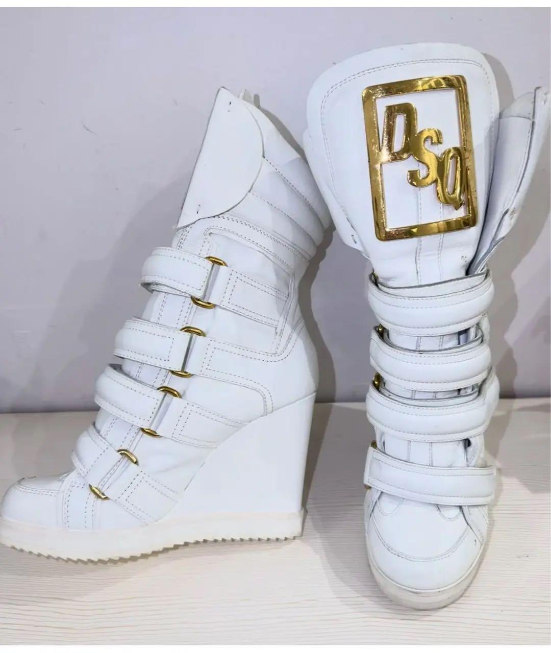 DSQUARED2 Белые кожаные кеды, фото 3