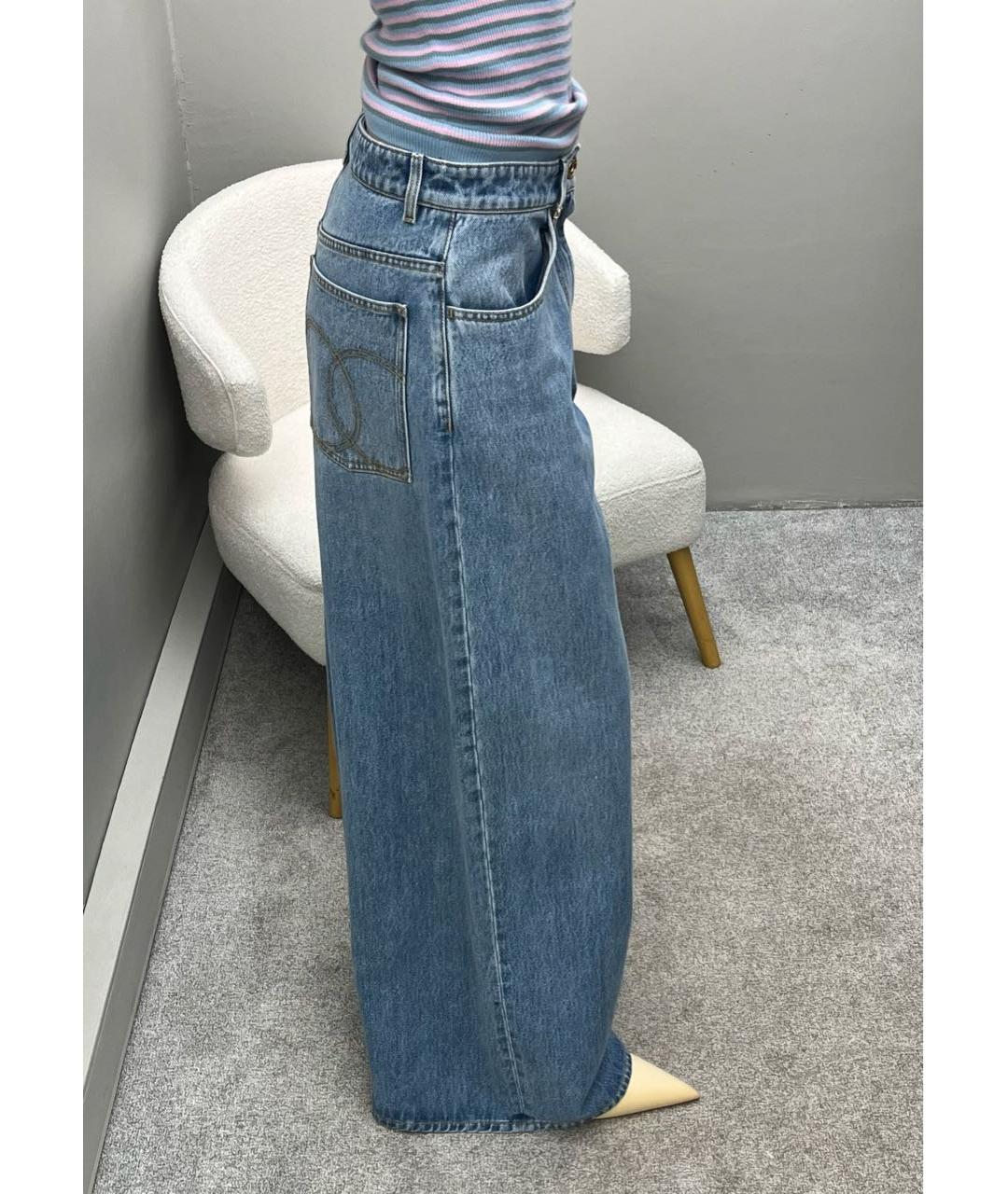 CHANEL Голубые хлопковые прямые джинсы, фото 5