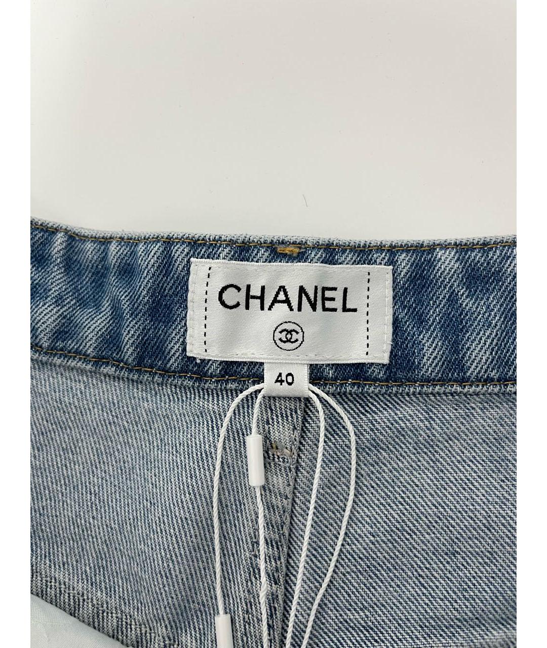 CHANEL Голубые хлопковые прямые джинсы, фото 3