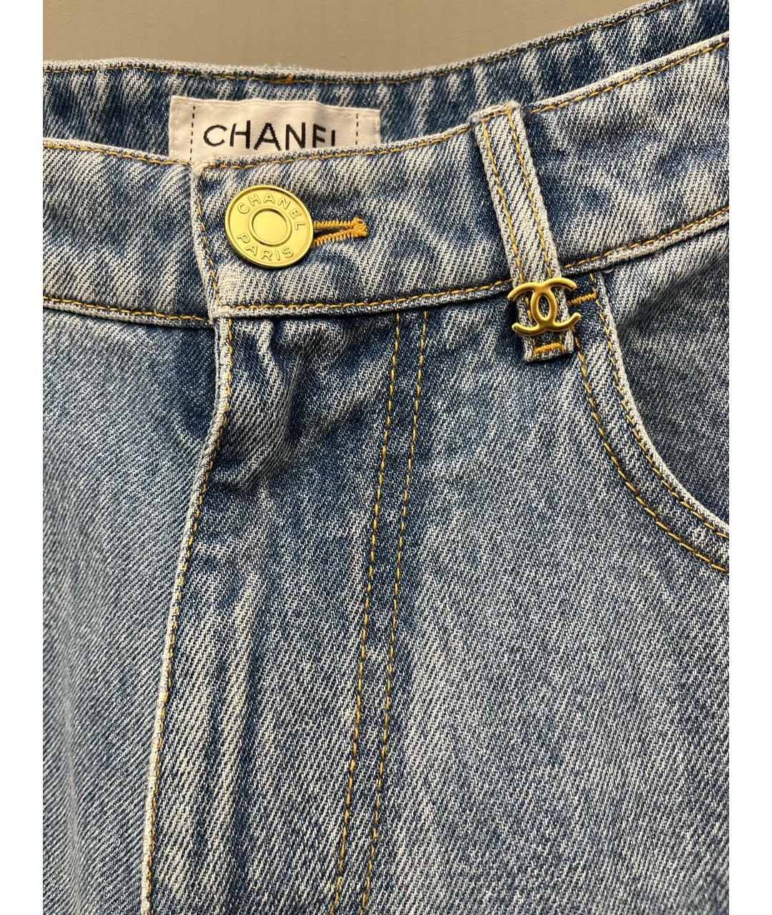 CHANEL Голубые хлопковые прямые джинсы, фото 4