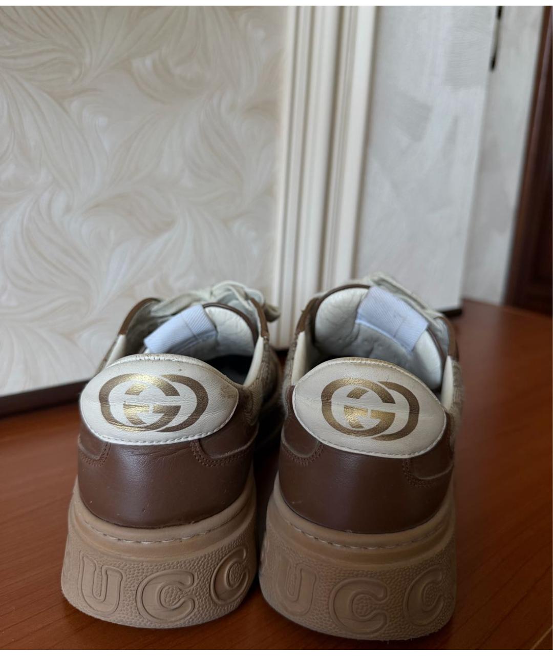 GUCCI Коричневые кожаные кеды, фото 4