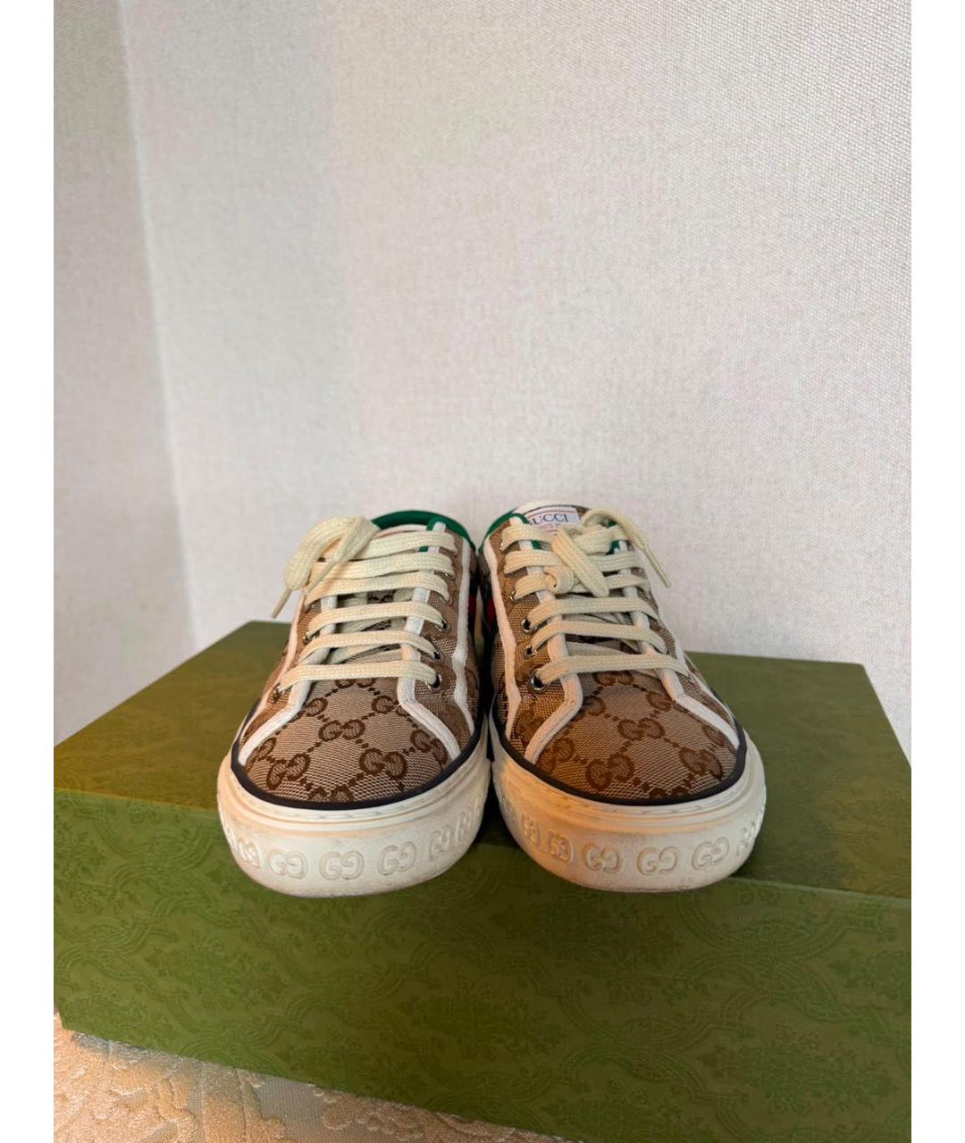 GUCCI Бежевые текстильные кеды, фото 2