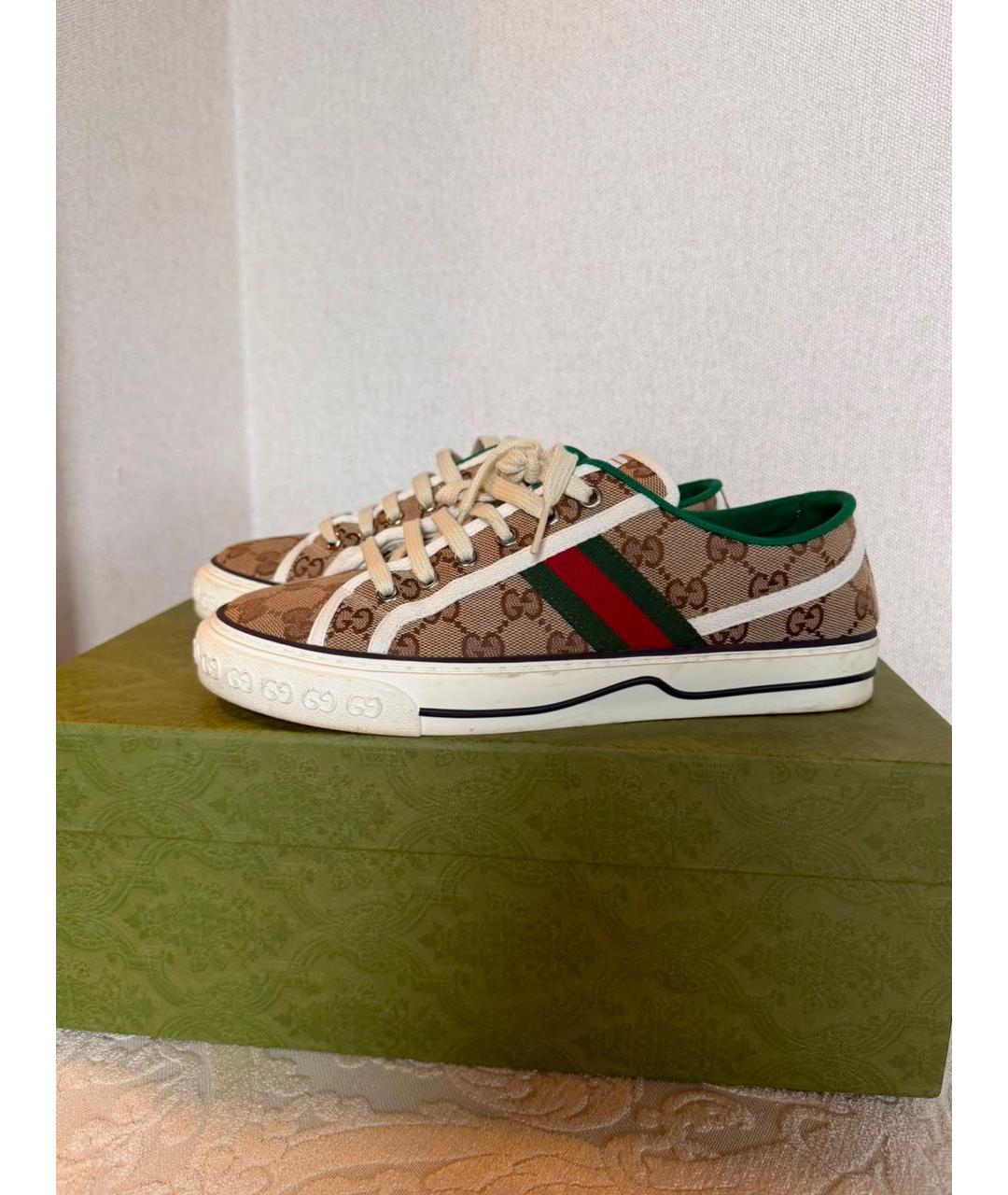 GUCCI Бежевые текстильные кеды, фото 4