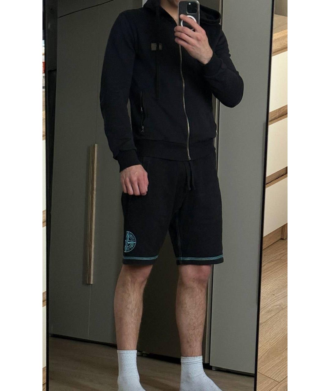 STONE ISLAND Черные хлопковые шорты, фото 5