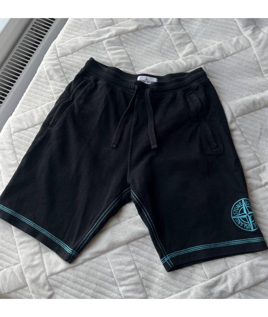 STONE ISLAND Черные хлопковые шорты, фото 6