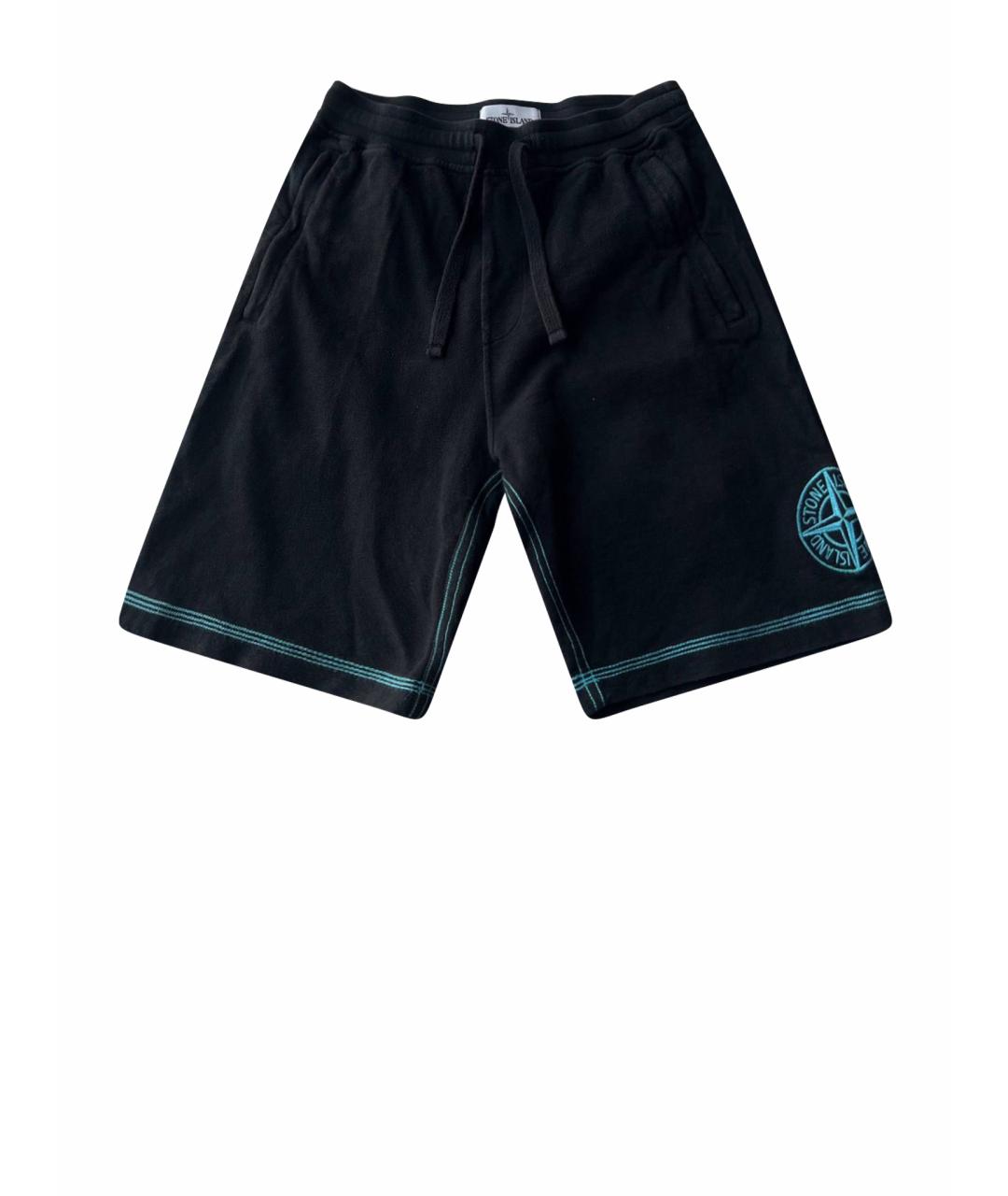 STONE ISLAND Черные хлопковые шорты, фото 1