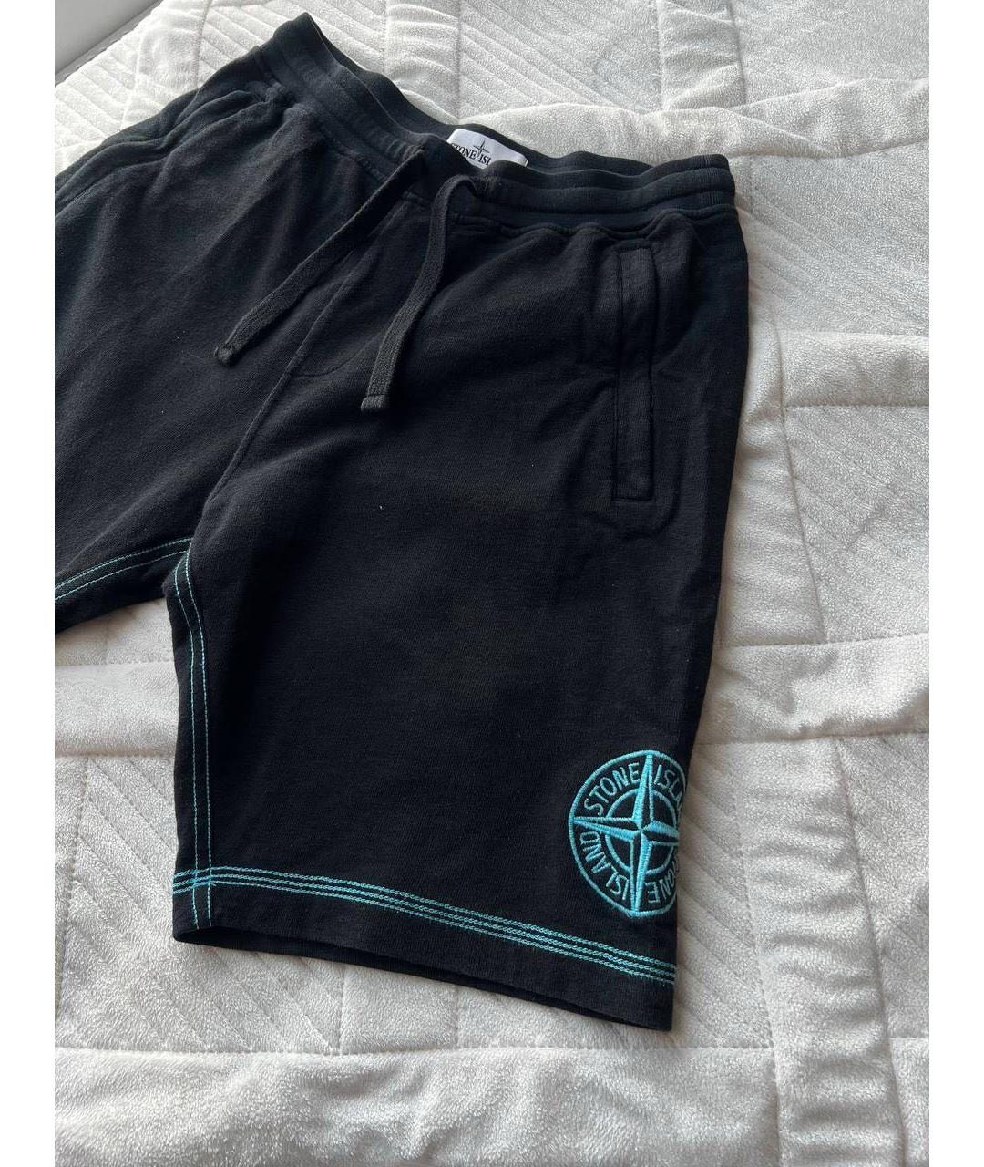 STONE ISLAND Черные хлопковые шорты, фото 4
