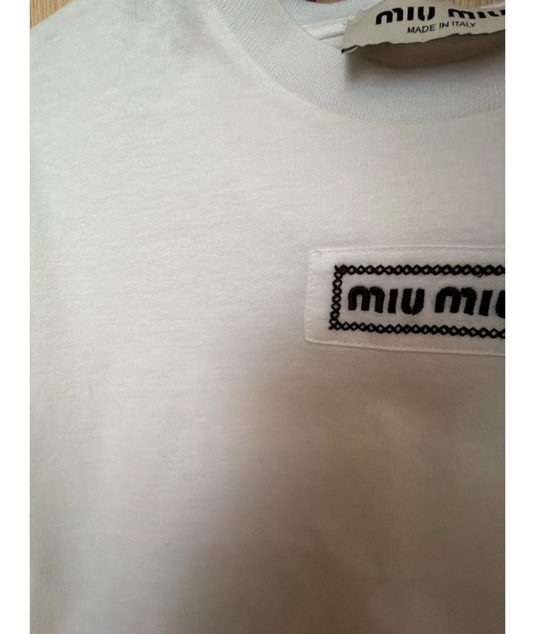 MIU MIU Белая хлопковая футболка, фото 4