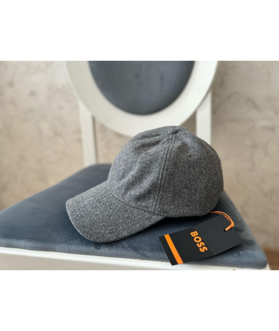 HUGO BOSS Серая шерстяная кепка/бейсболка, фото 2