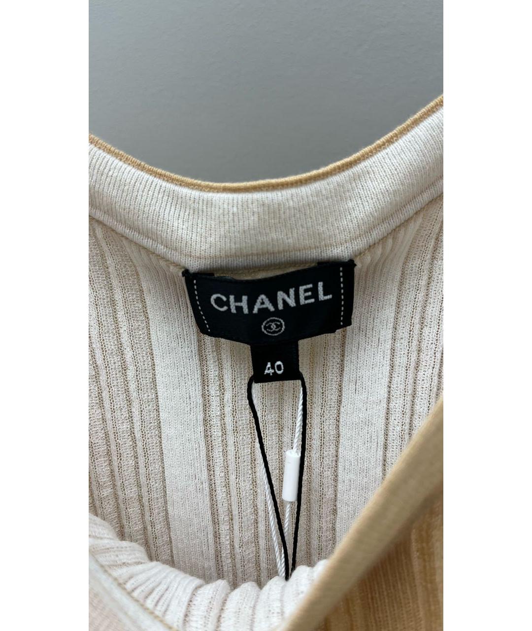 CHANEL Бежевая хлопковая майка, фото 3