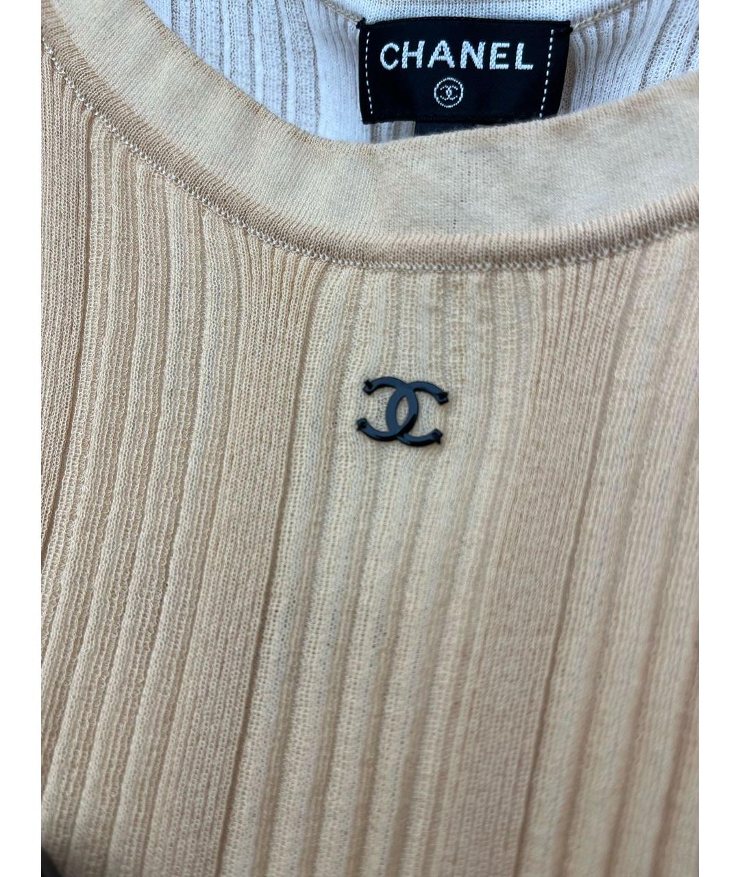 CHANEL Бежевая хлопковая майка, фото 4