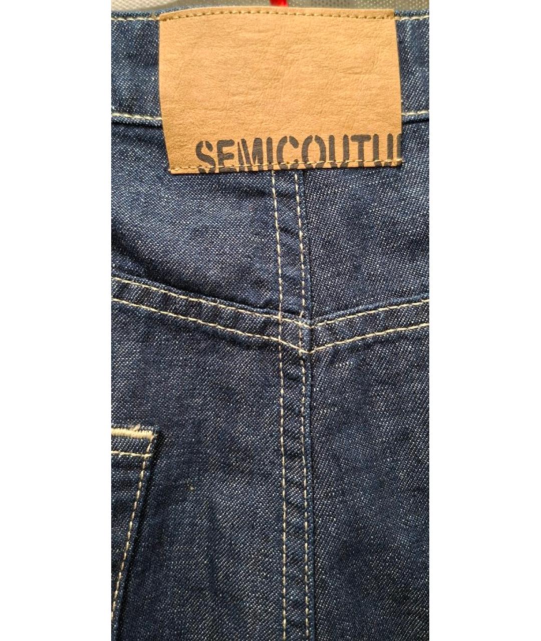 SEMICOUTURE Темно-синие хлопковые прямые джинсы, фото 4