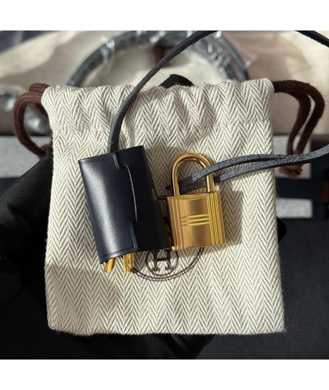 HERMES Черная сумка через плечо из канвы, фото 8