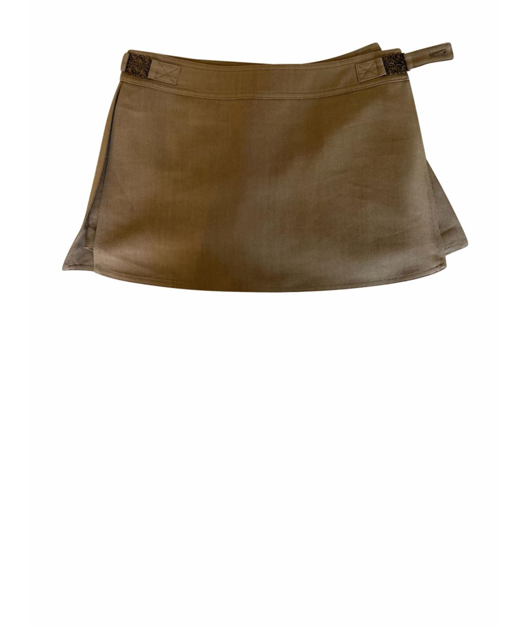 LOEWE Коричневая хлопковая юбка-шорты, фото 1