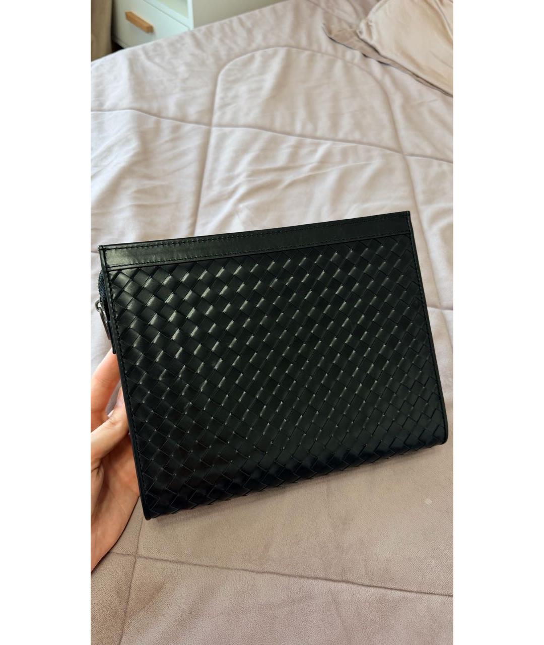 BOTTEGA VENETA Черная кожаная папка для документов, фото 2