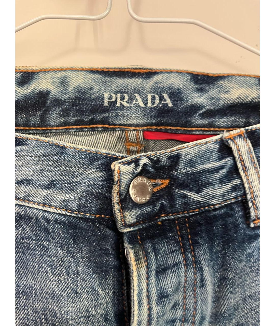 PRADA Голубые хлопковые прямые джинсы, фото 3