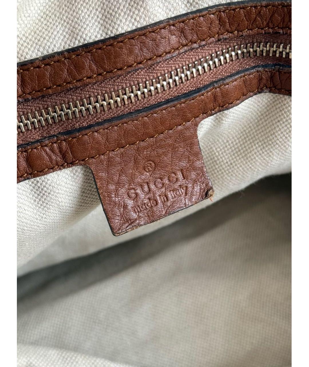 GUCCI Коричневая тканевая сумка тоут, фото 5