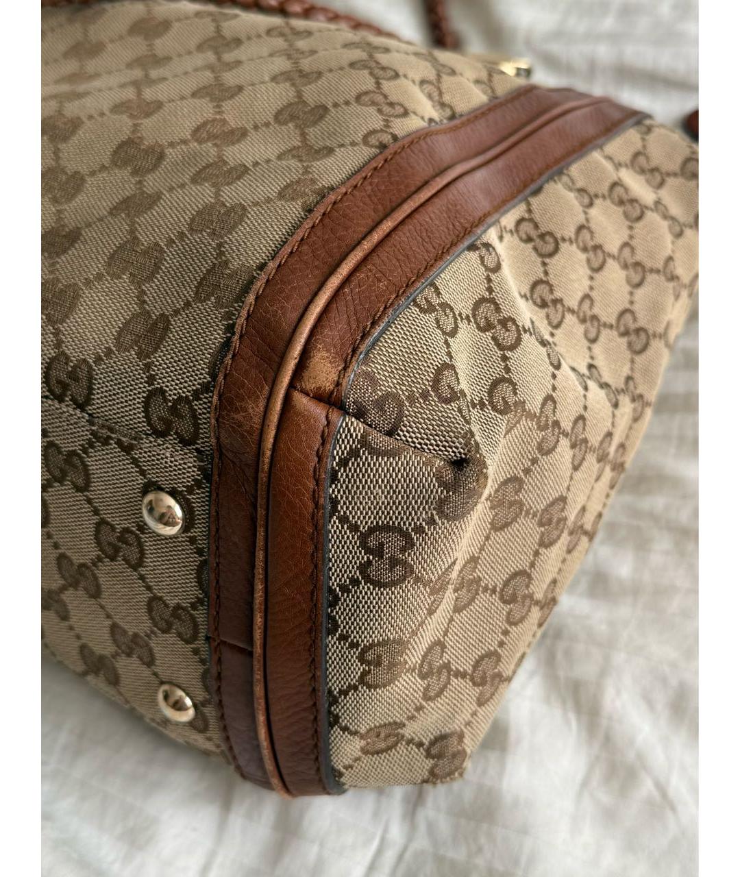 GUCCI Коричневая тканевая сумка тоут, фото 8