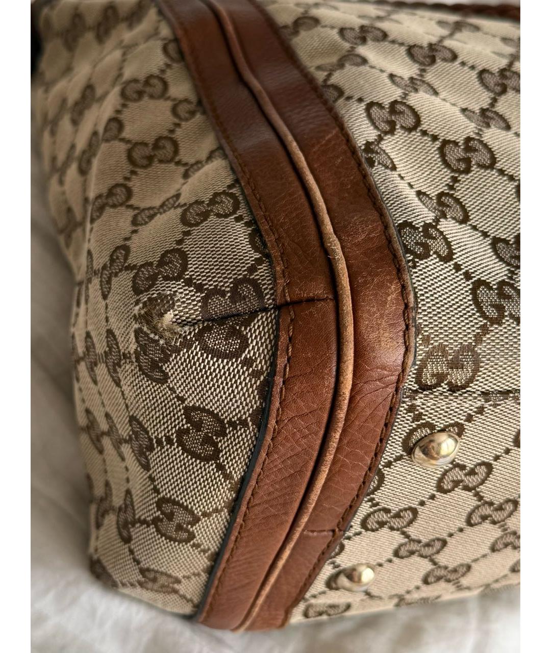 GUCCI Коричневая тканевая сумка тоут, фото 7