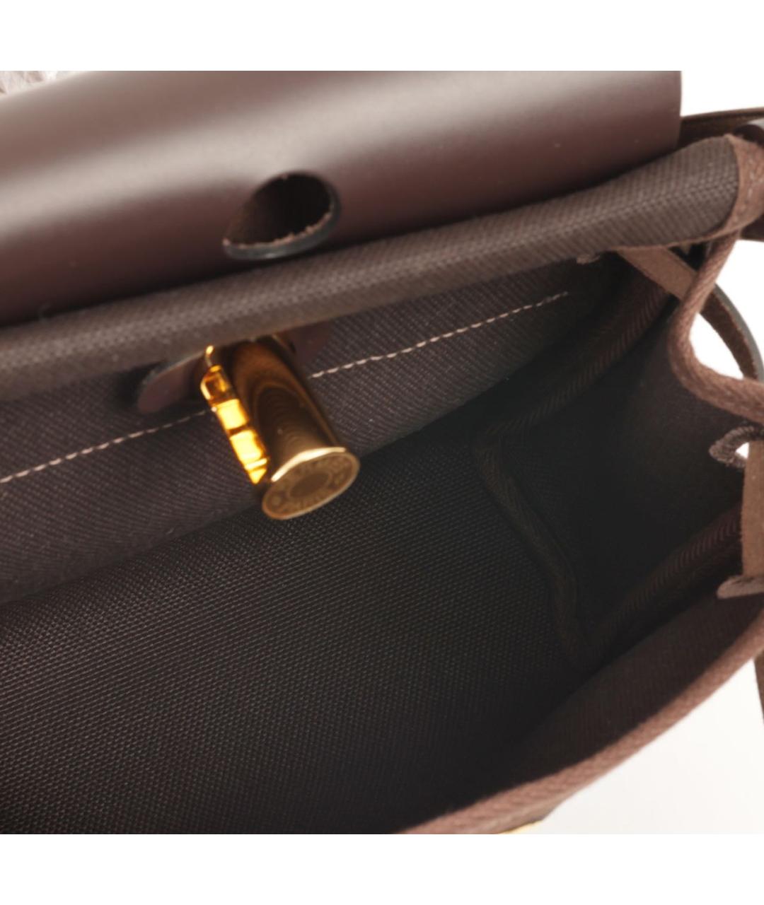 HERMES Коричневая сумка через плечо из канвы, фото 4