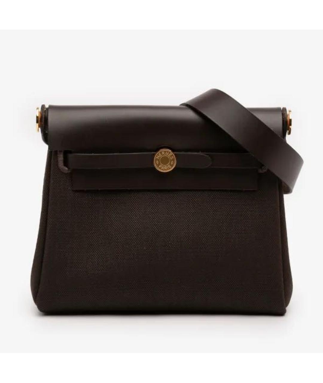 HERMES Коричневая сумка через плечо из канвы, фото 8